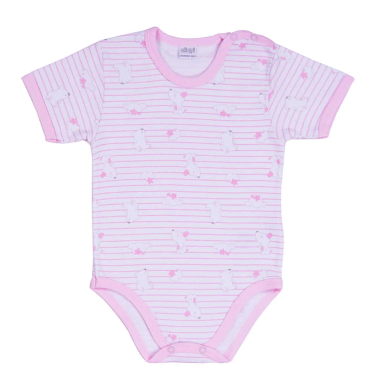 Ellepi - 2 Body con apertura sulla spalla a Maniche Corte 100% Cotone Rosa - Image 3