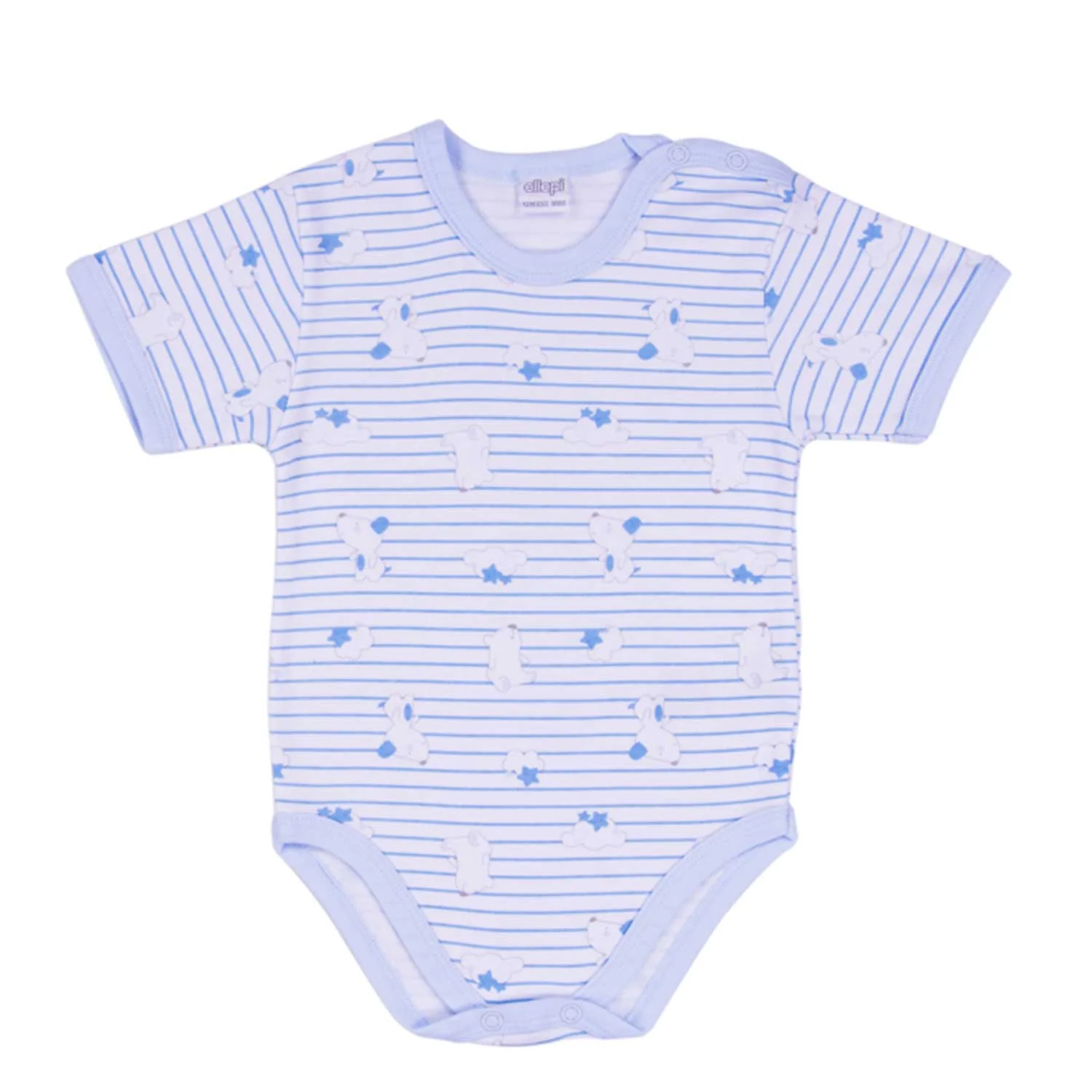 Ellepi - 2 Body con apertura sulla spalla a Maniche Corte 100% Cotone Azzurro - Image 3