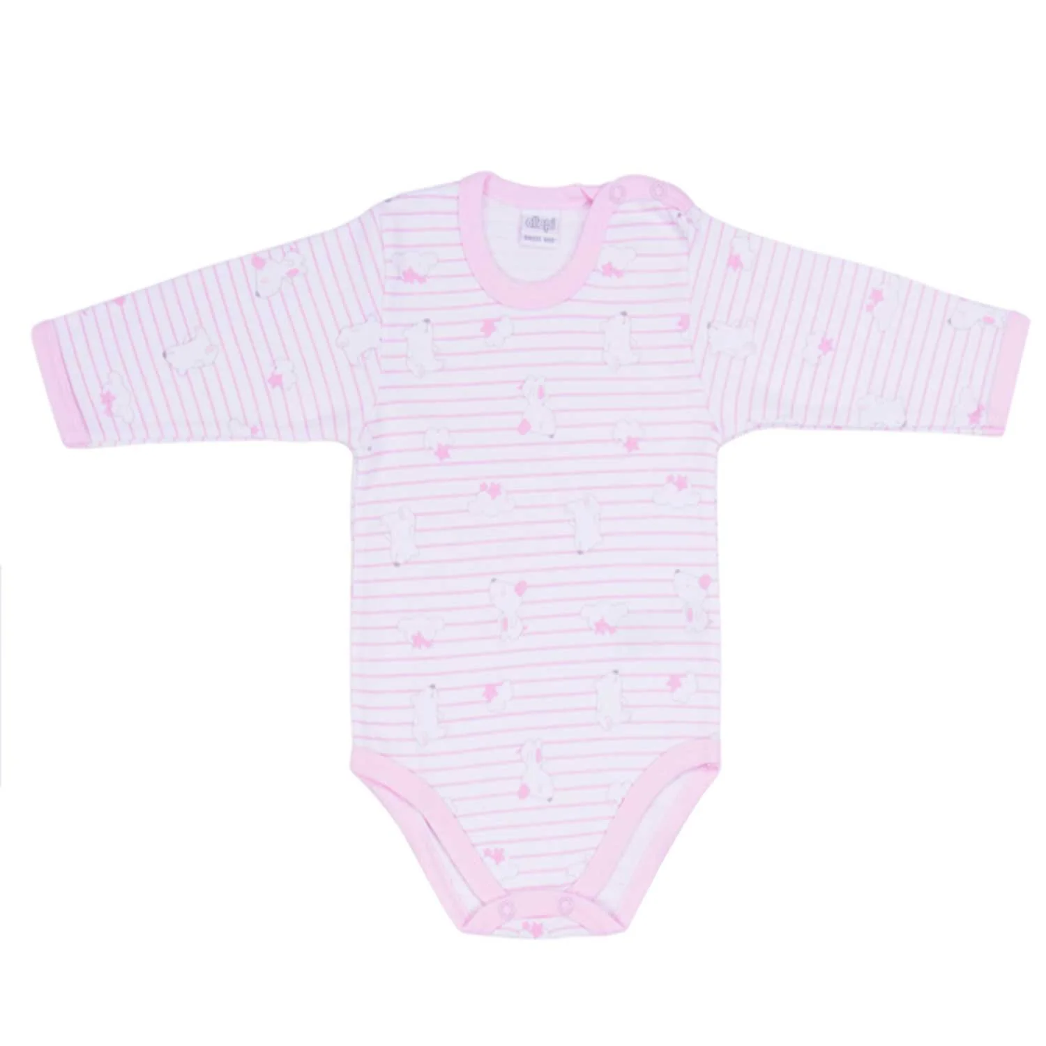 Ellepi - 2 Body con apertura sulla spalla a Maniche Lunghe 100% Cotone Rosa - Image 3