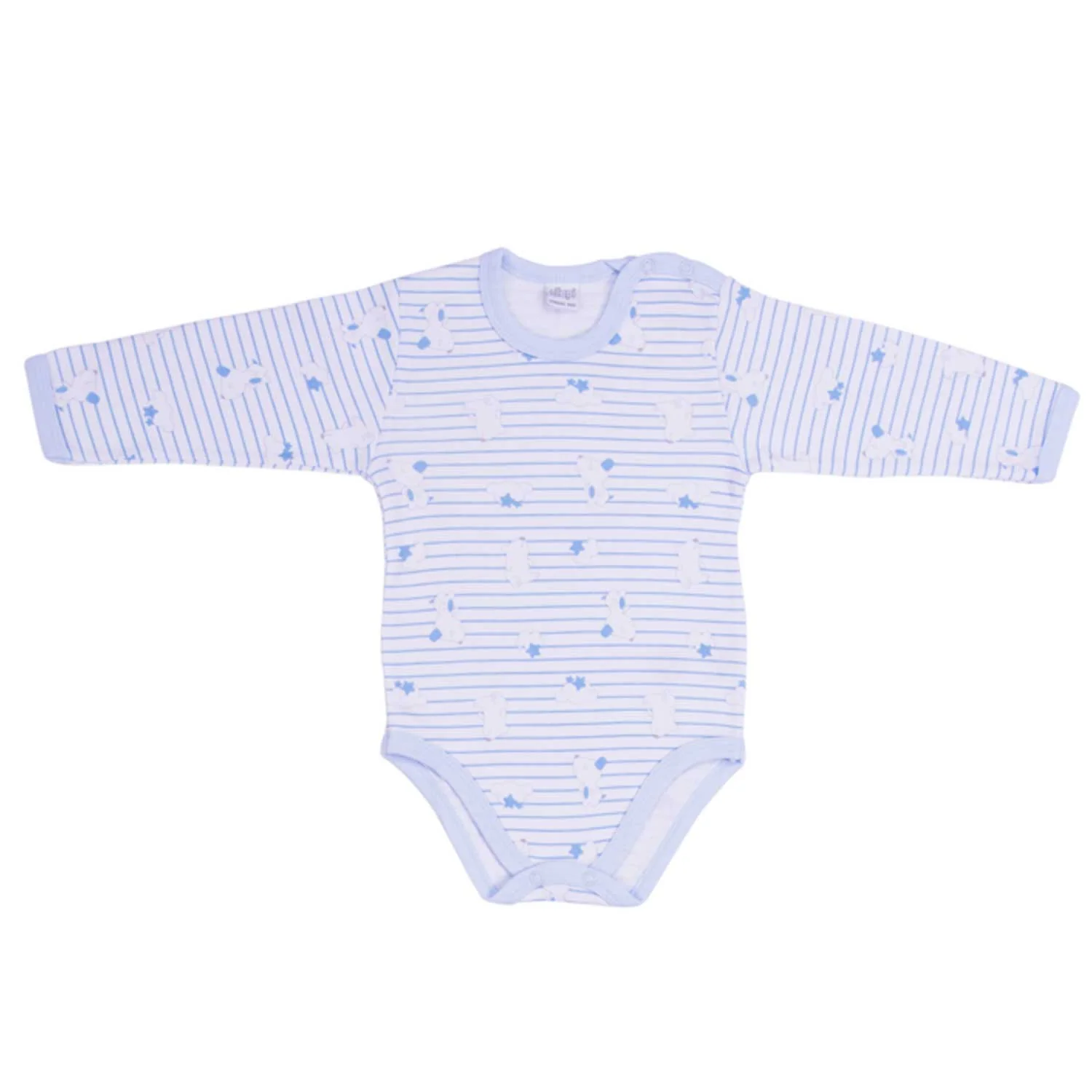 Ellepi - 2 Body con apertura sulla spalla a Maniche Lunghe 100% Cotone Azzurro - Image 3