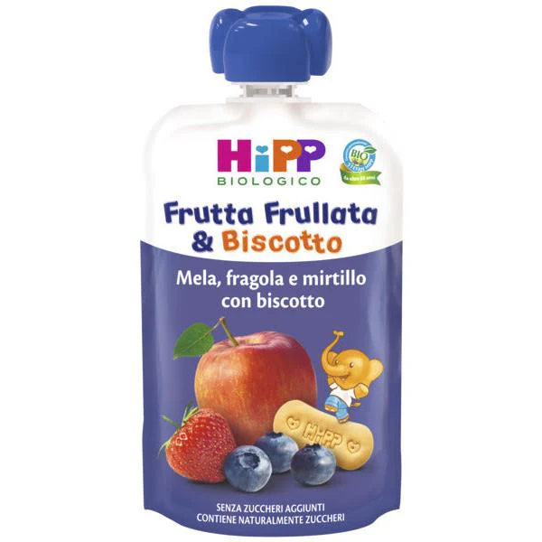 Hipp - Frutta Frullata Mela, Fragola E Mirtillo Con Biscotto: Confezione 90 gr