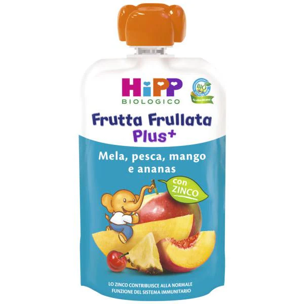 Hipp - Frutta Frullata Plus Mela, Pesca, Mango, Ananas Con Zinco 90 gr