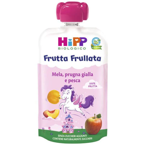 Hipp - Frutta Frullata Unicorno: Mela. Prugna Gialla E Pesca 90 gr