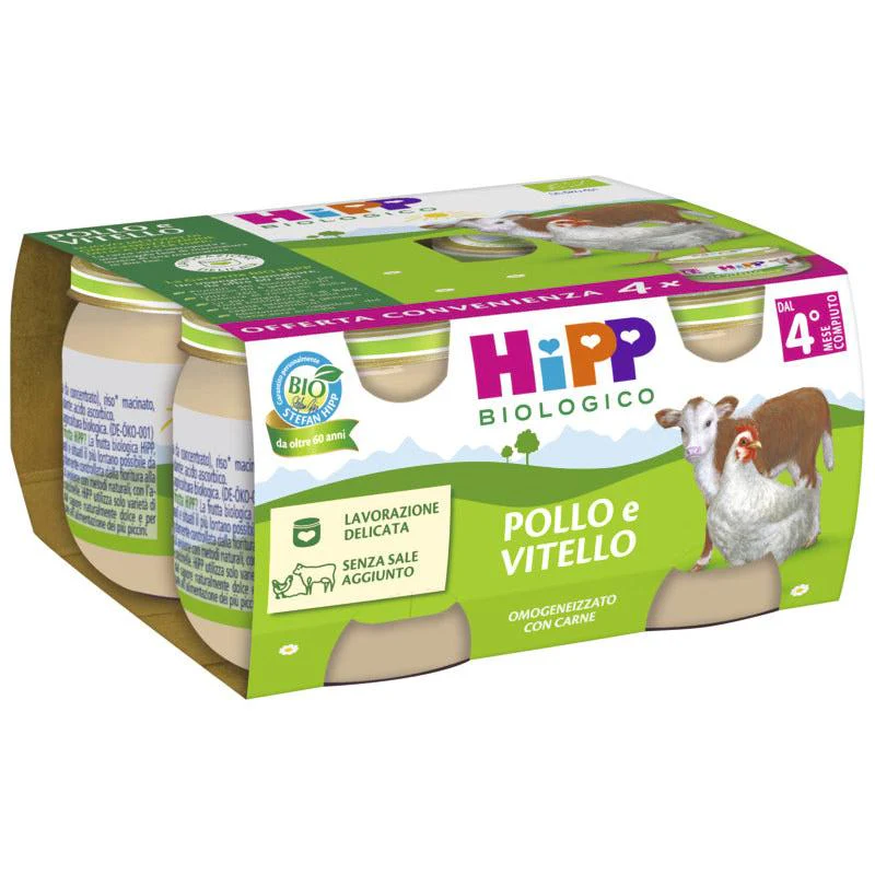 Hipp - Omegeneizzato Pollo E Vitello: Confezione Multipack 4x80 gr