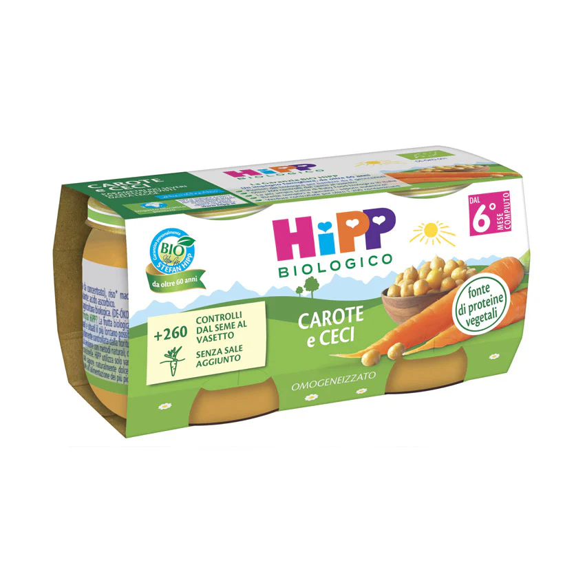 Hipp - Omogeneizzato Carote E Ceci: Confezione 2x80 gr