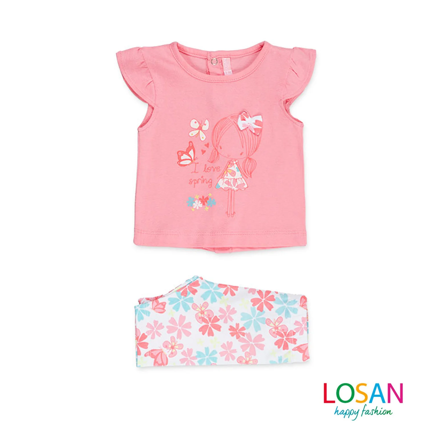 Losan - Completo a Fiori Maglietta + Leggings Neonata ULTIMA TAGLIA 0-1 MESI