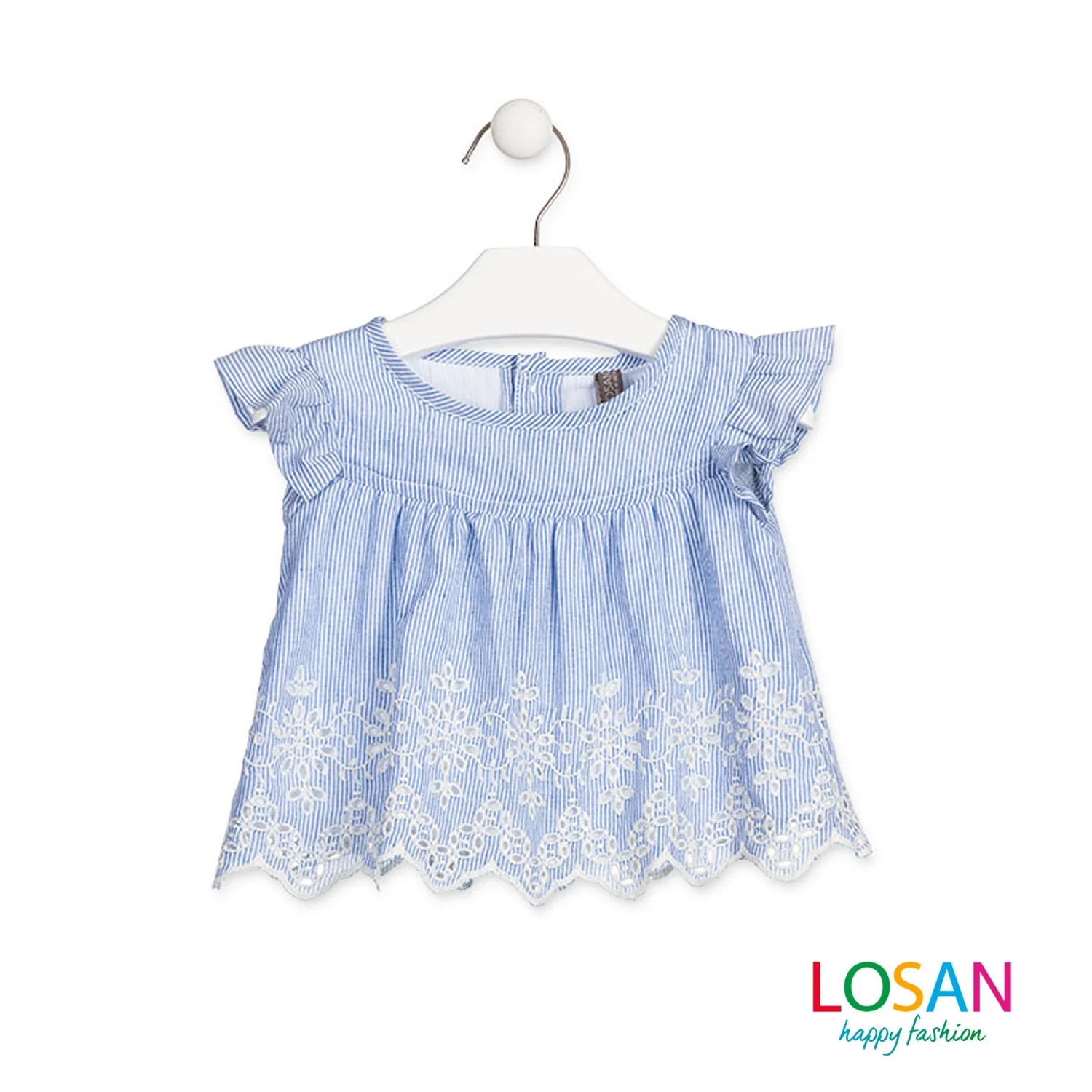 Losan - Completo Blusa e Gonna in Pizzo Sangallo Baby Bambina - Image 3