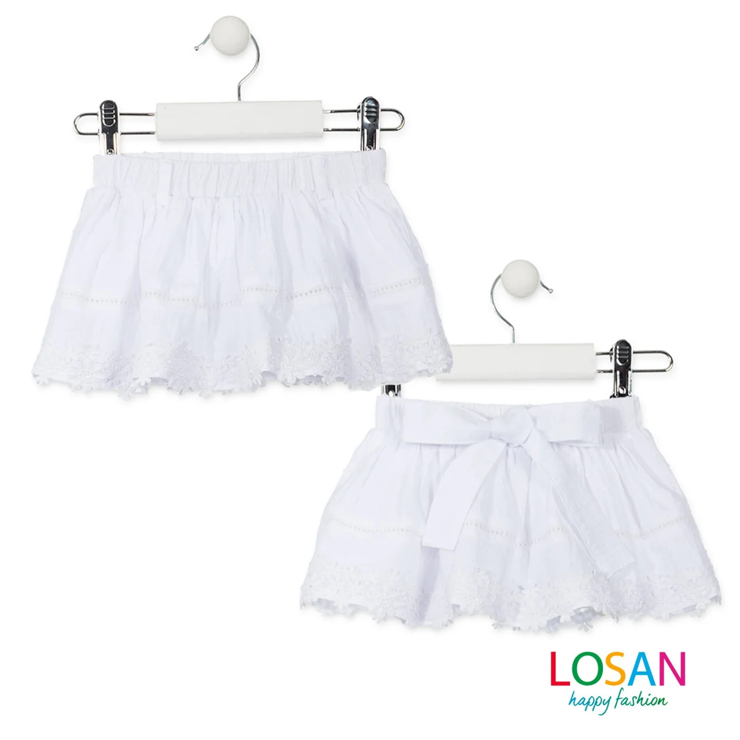 Losan - Completo Blusa e Gonna in Pizzo Sangallo Baby Bambina - Image 4