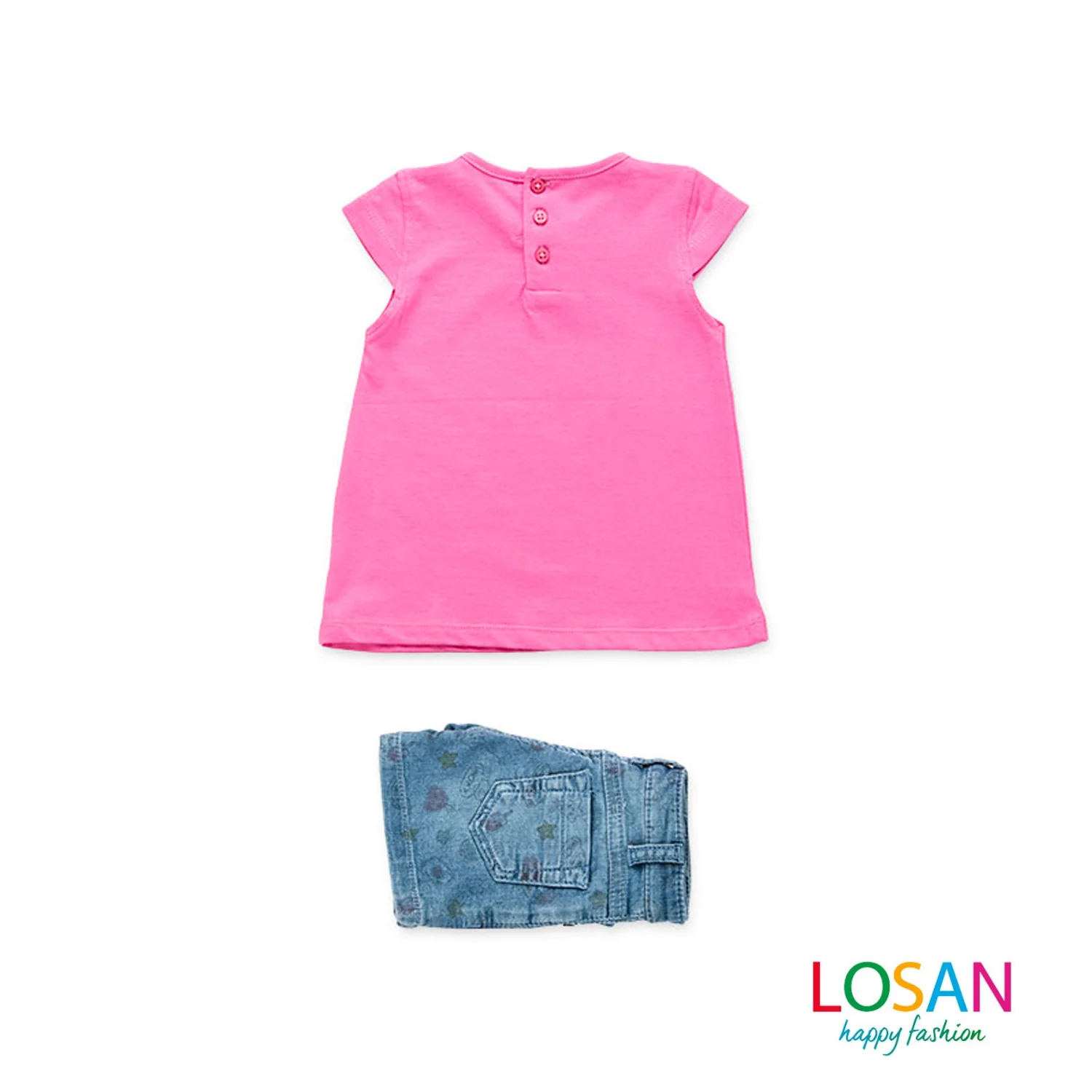 Losan - Completo Shorts + Maglietta Fucsia Baby Bambina - Image 2