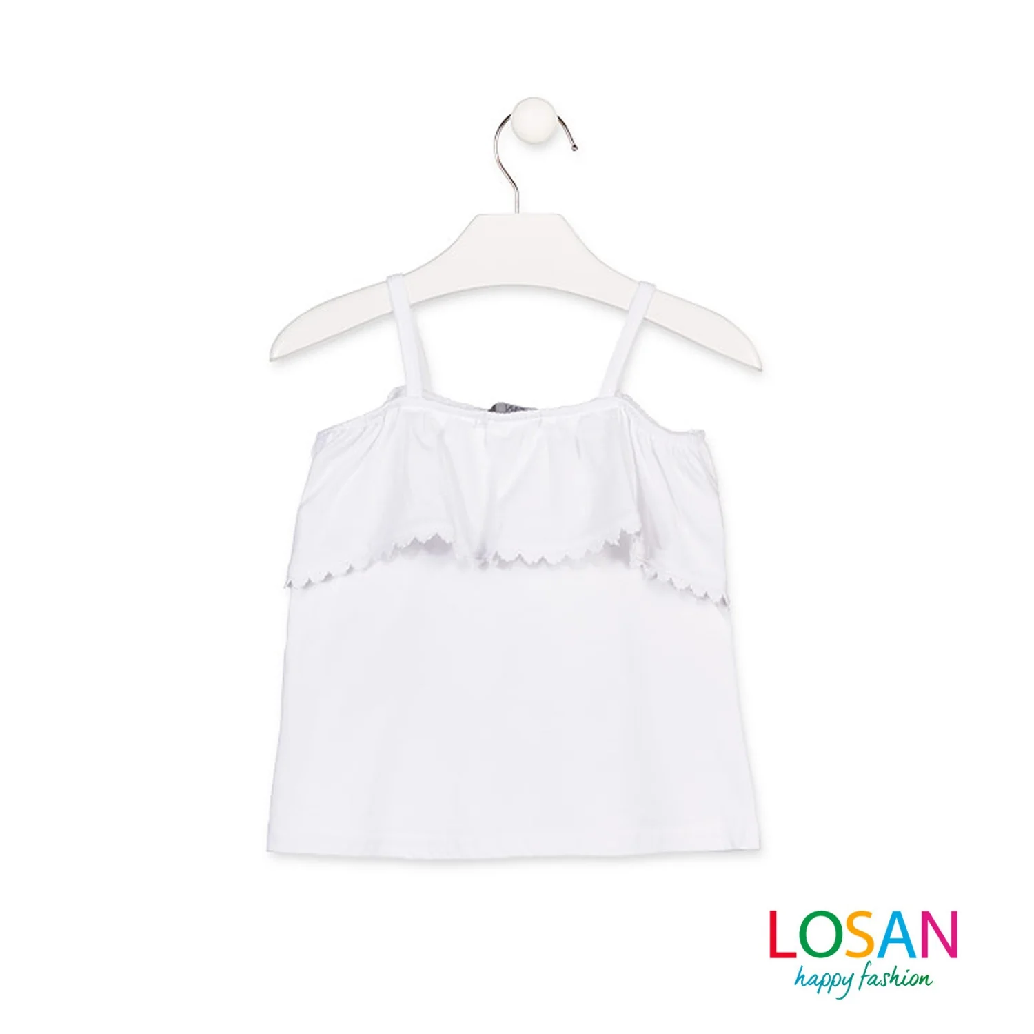 Losan - Top Bianco con Volant Bambina Junior - Image 2