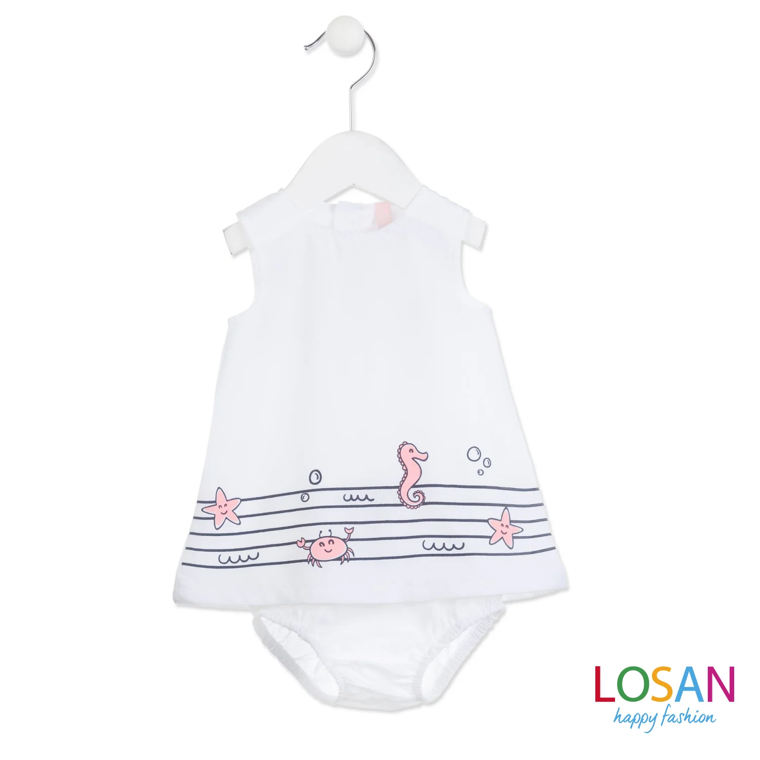 Losan - Vestitino Bimba Neonata Colore Bianco + Culotte ULTIMA TAGLIA 0-1 MESI - Image 2