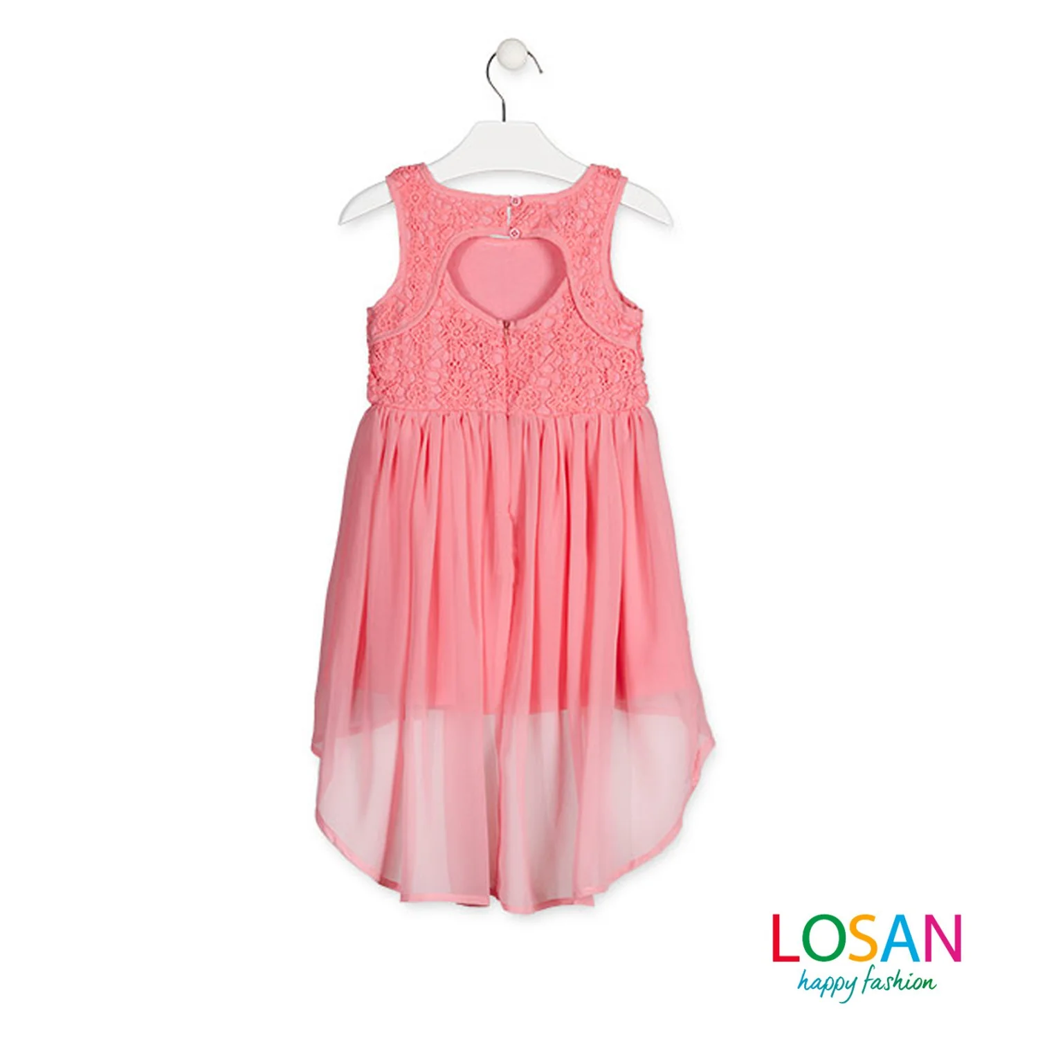 Losan - Vestito Elegante Rosa Corallo Bambina Junior - Image 2