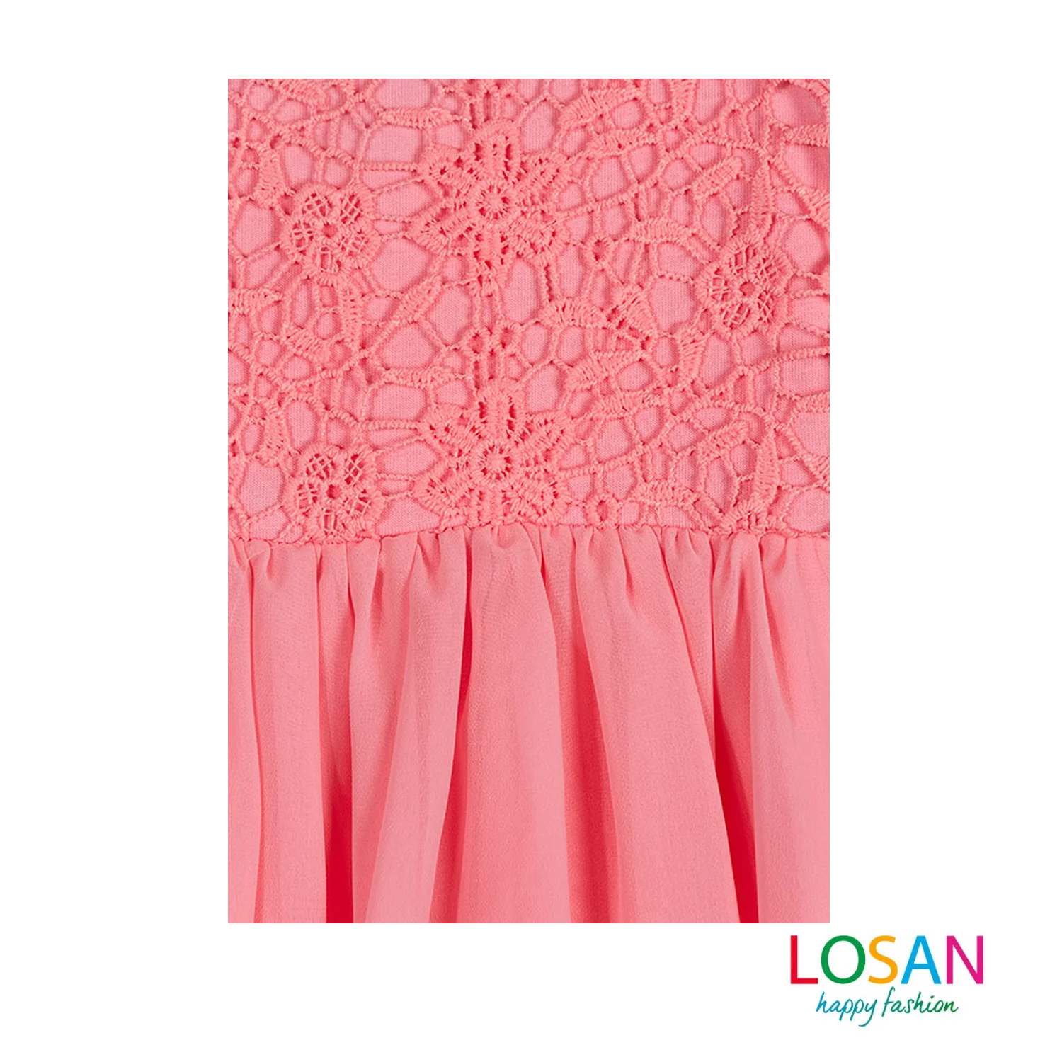 Losan - Vestito Elegante Rosa Corallo Bambina Junior - Image 3