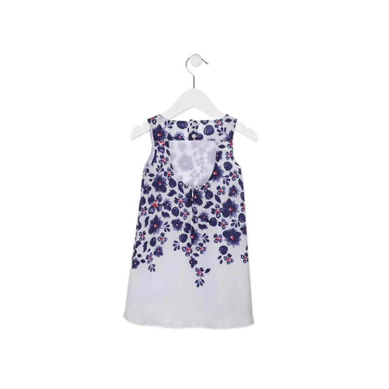 Losan - Vestito Bambina Junior Smanicato Fiori Blu - Image 3