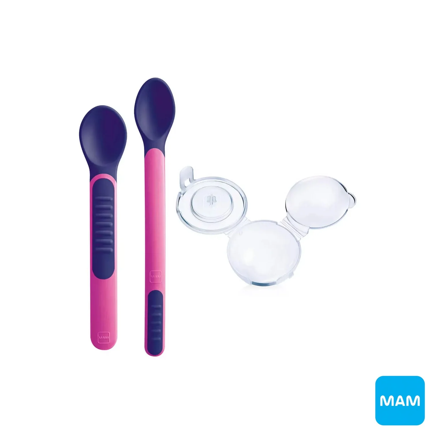 MAM - Set 2 cucchiai Heat Sensitive Spoons e Cover 6m+