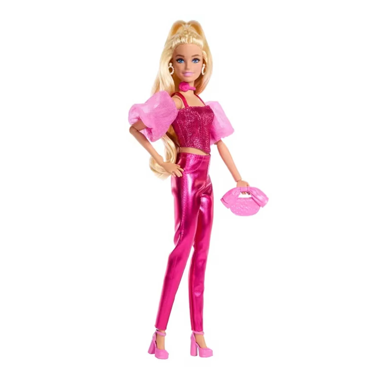 Mattel - Barbie Fashionista Deluxe Metallic Bionda Con Vestito Rosa JFP40 - Image 5
