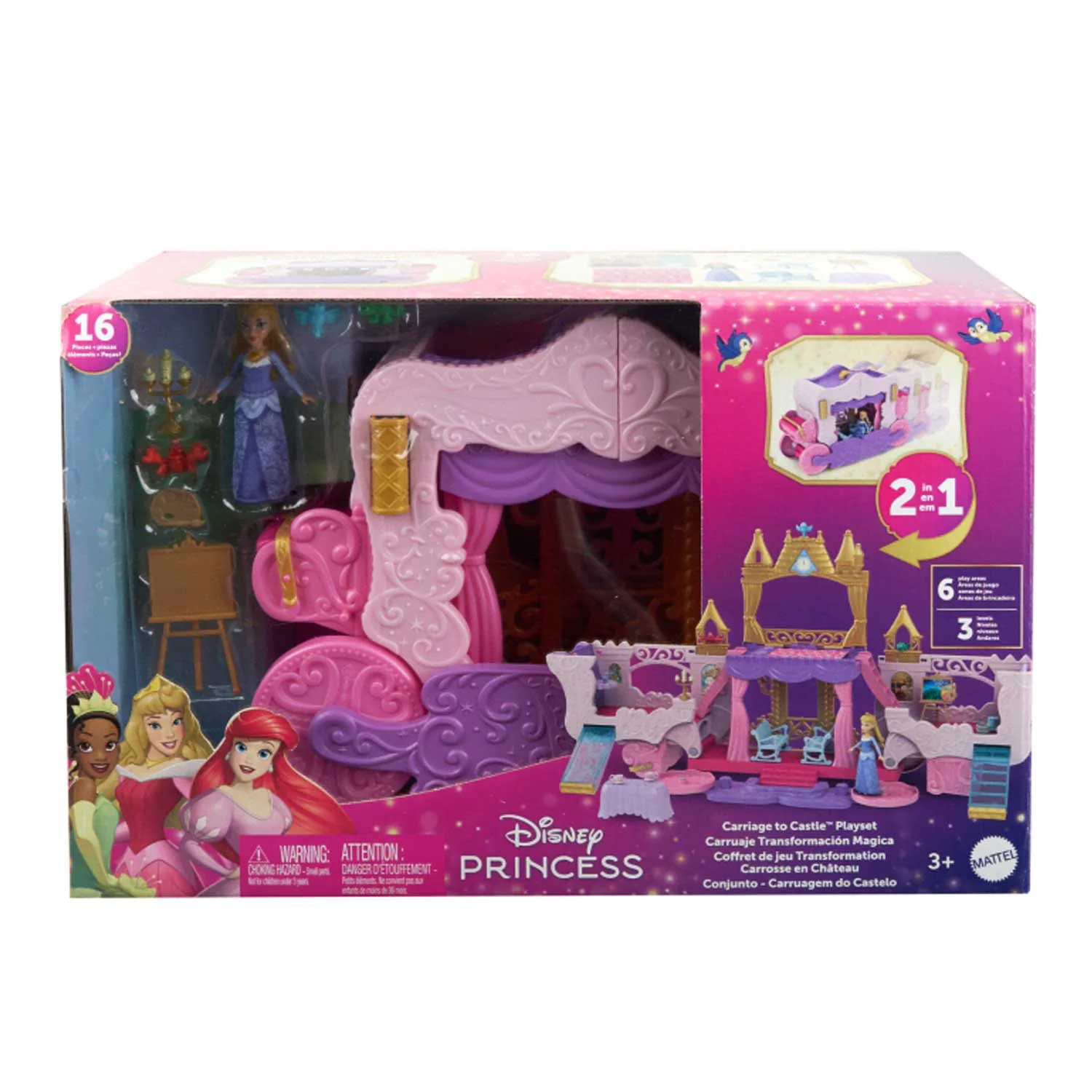 Mattel - Disney Princess Playset 2in1: Castello Con Carrozza HWX17 - Image 3