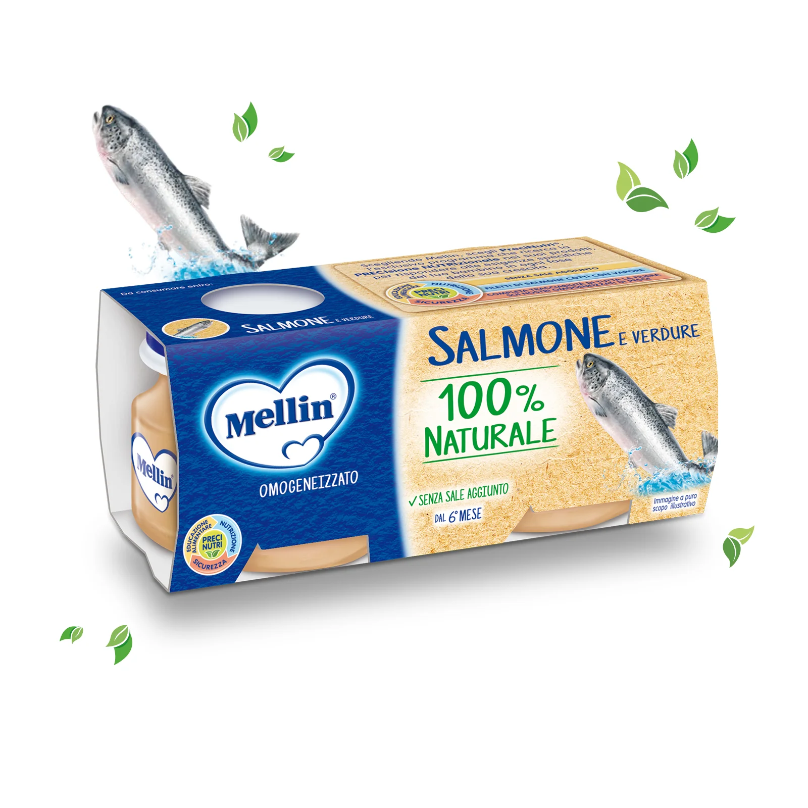 Mellin - Omogeneizzato Salmone: Confezione 4x80 gr