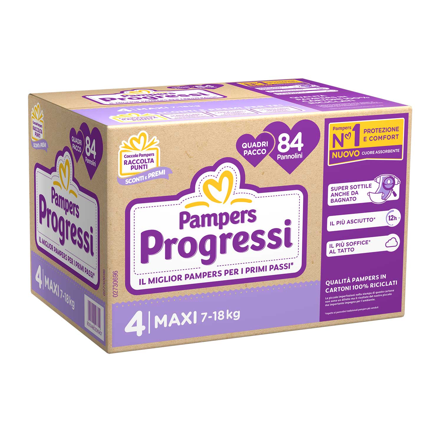 Pampers - Progressi Quadripack Taglia 4 Maxi 84pz