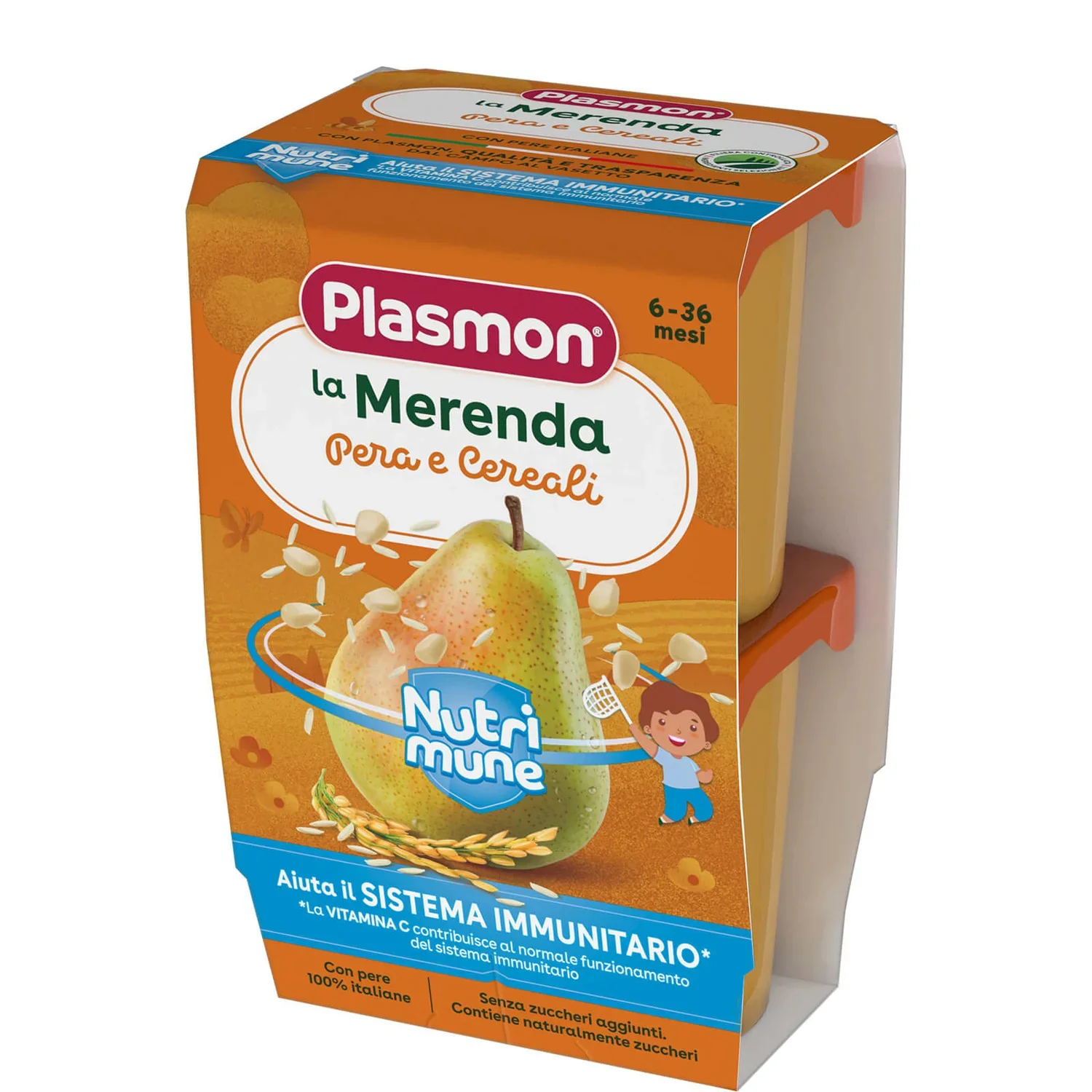 Plasmon - Merenda Nutrimune Pera Cereali: Confezione 2x120 gr