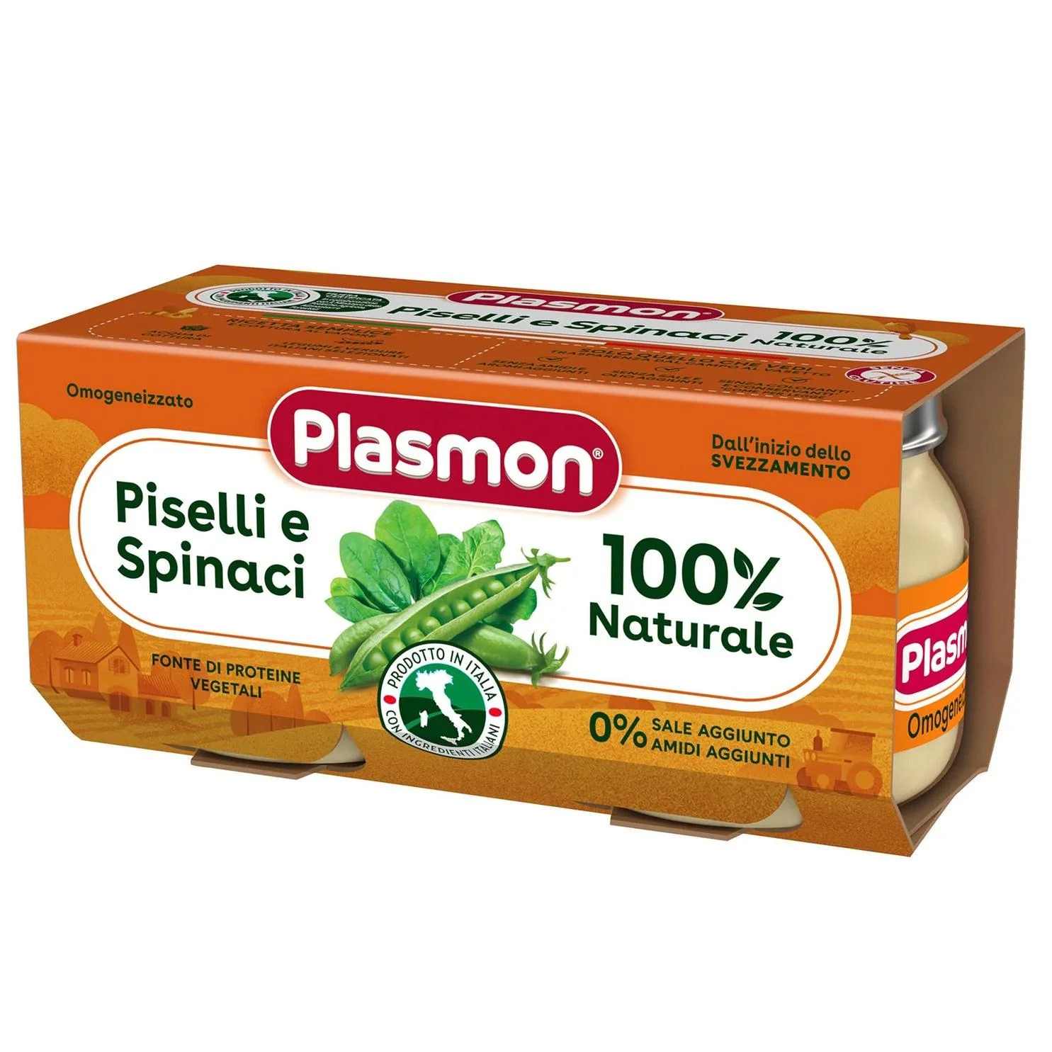 Plasmon - Omogenizzato Piselli Spinaci: Confezione 2x80 gr
