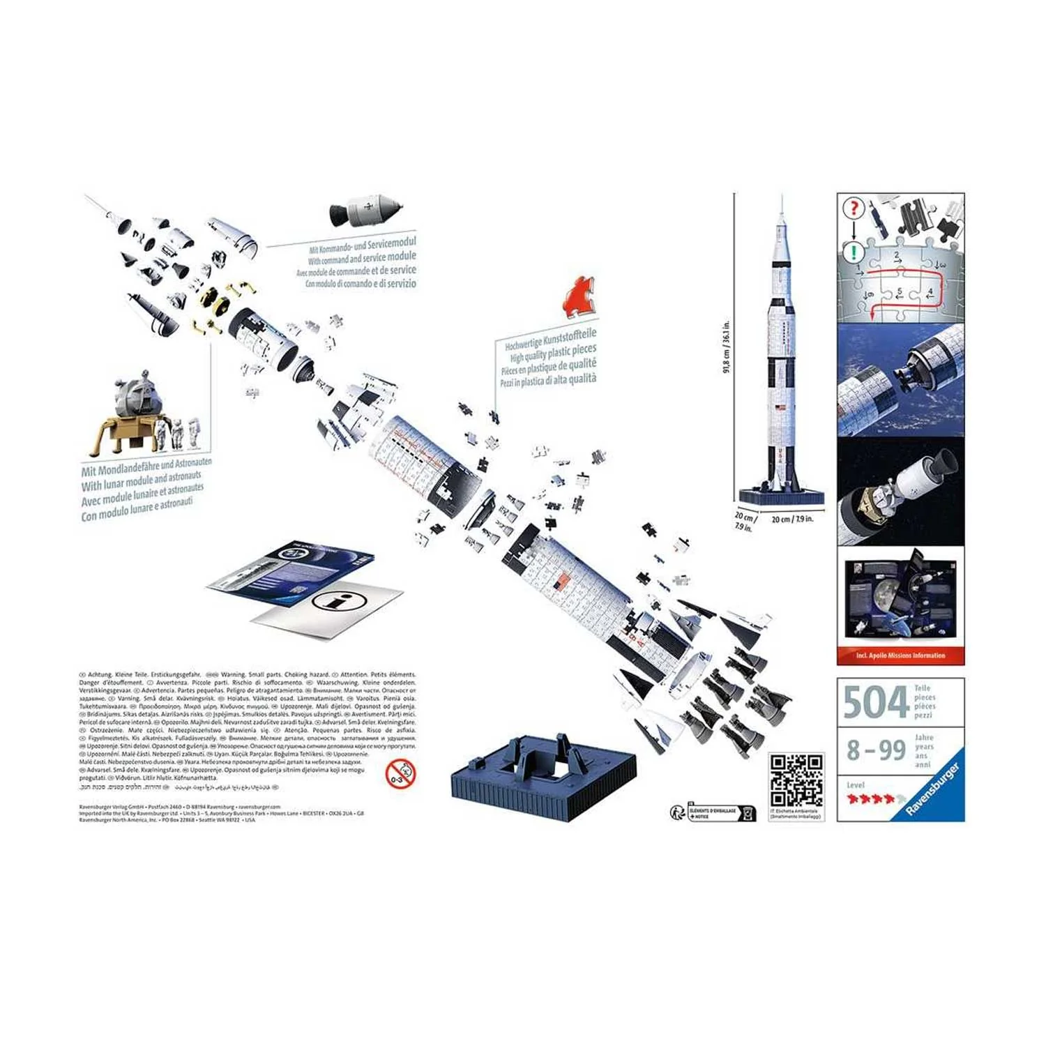 Ravensburger - Puzzle 3D Maxi Apollo Saturn V Rocket 440pz - Image 3