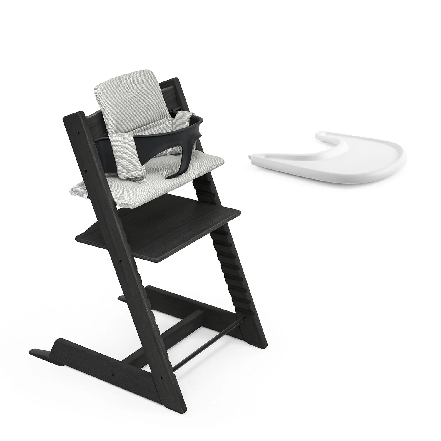 Stokke - Sedia Tripp Trapp in Rovere + Baby Set + Vassoio + Cuscino