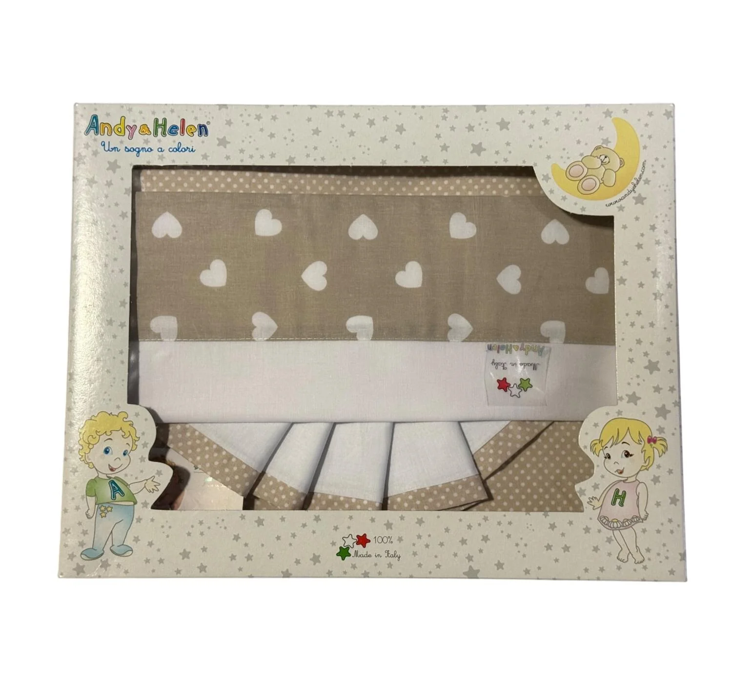 Venturi - Lenzuolo Letto Stampa Cuori Beige